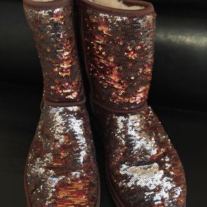 Ugg Boot- Brown/Bronze Sequin short book.  Like new condition.  Size 10